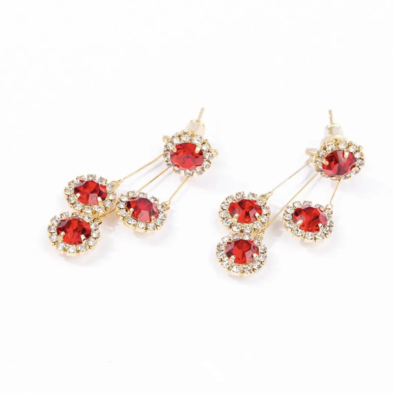 Zircon Round Petal Earrings