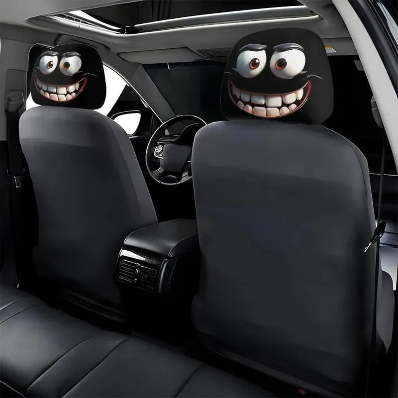 😆 Zabawne pokrowce na zagłówki samochodowe z motywem kreskówek - 2D, uniwersalny rozmiar 2D 🚗
