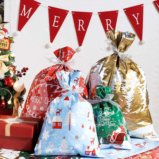 🎅Torby prezentowe świąteczne ze ściągaczem (biodegradowalne)