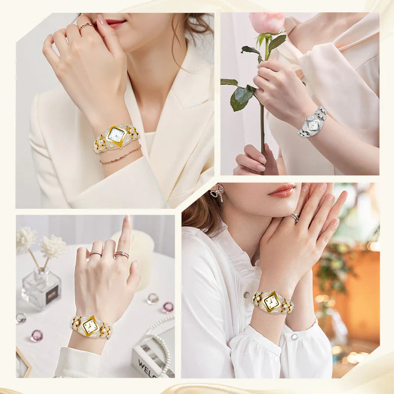 💎Damski zegarek kwarcowy w stylu retro z błyszczącymi kryształkami⌚