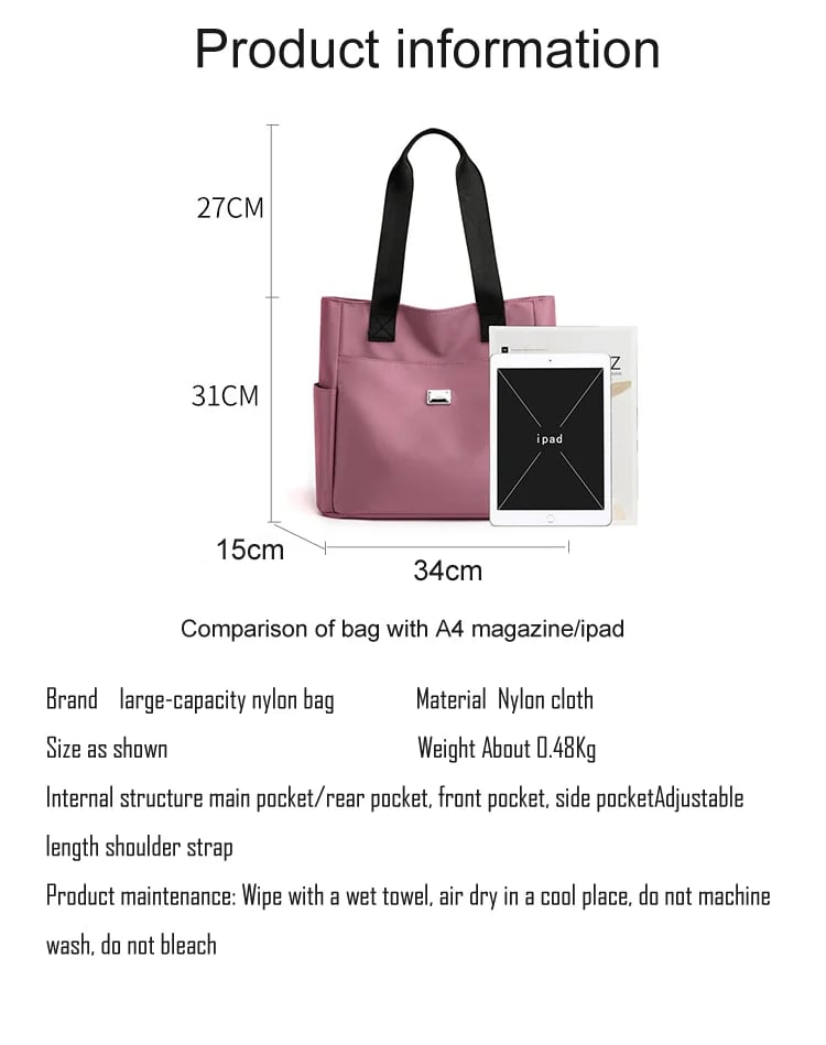 🔥Duża pojemność, wodoodporna, nylonowa torba na ramię z wieloma kieszeniami👜
