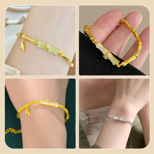 🌿Bambusowa bransoletka z jadeitu Hetian🎍