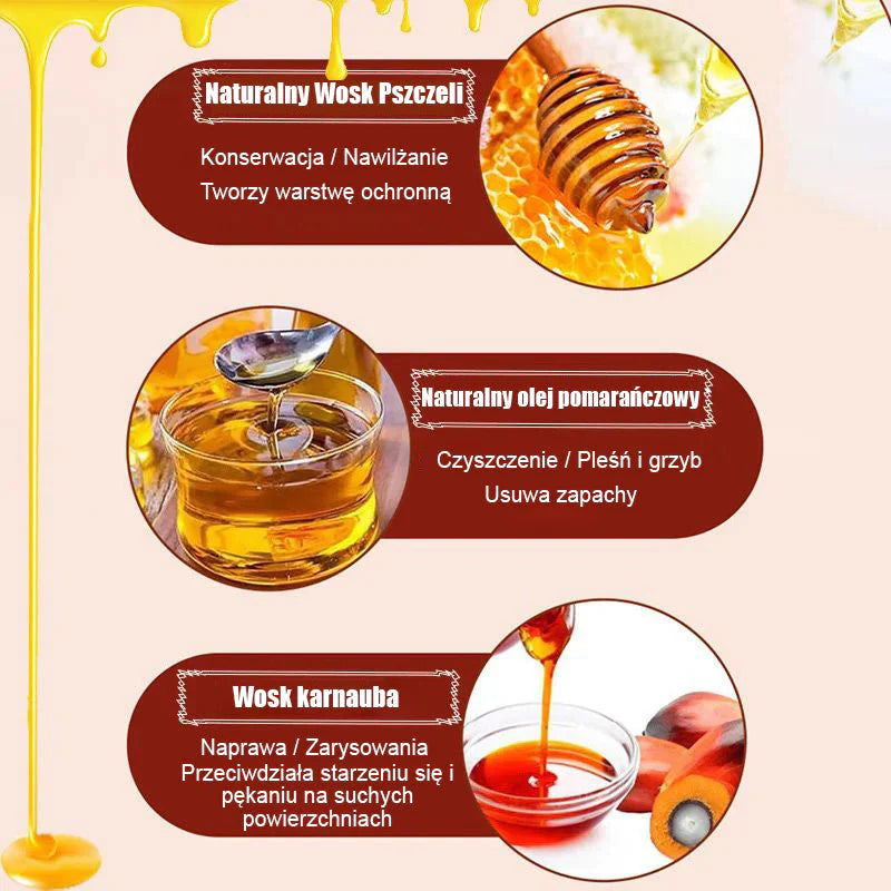🔥Kup 1, a 2 dostaniesz gratis 🔥Naturalny środek do pielęgnacji drewna z woskiem pszczelim i olejkiem pomarańczowym