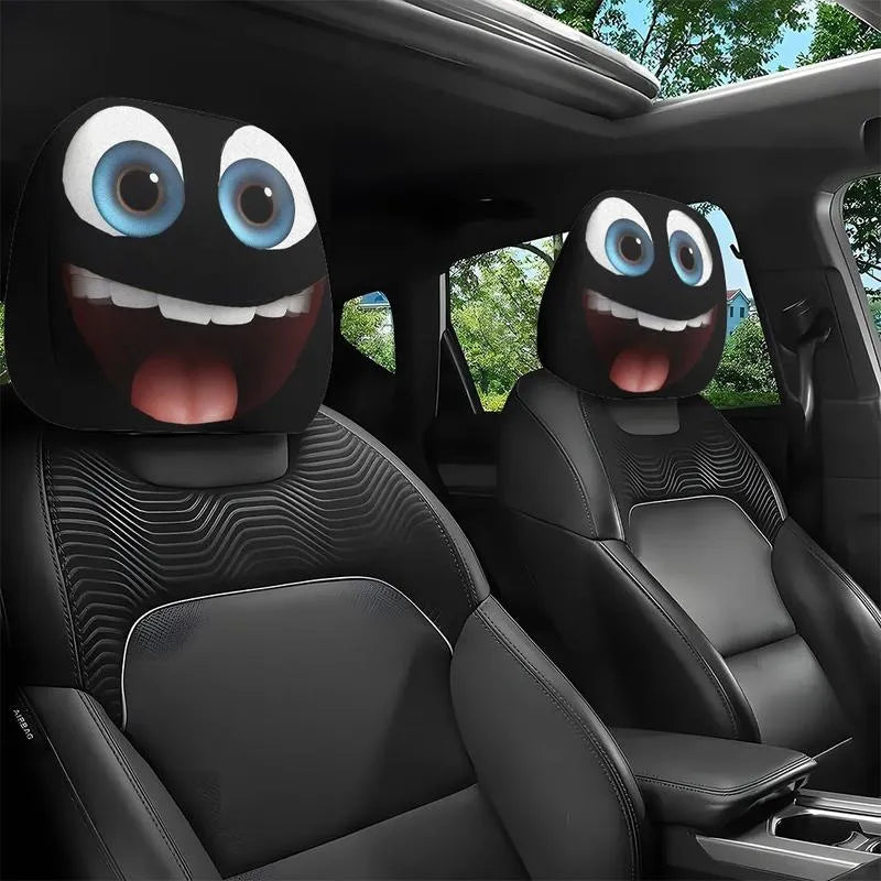 😆 Zabawne pokrowce na zagłówki samochodowe z motywem kreskówek - 2D, uniwersalny rozmiar 2D 🚗