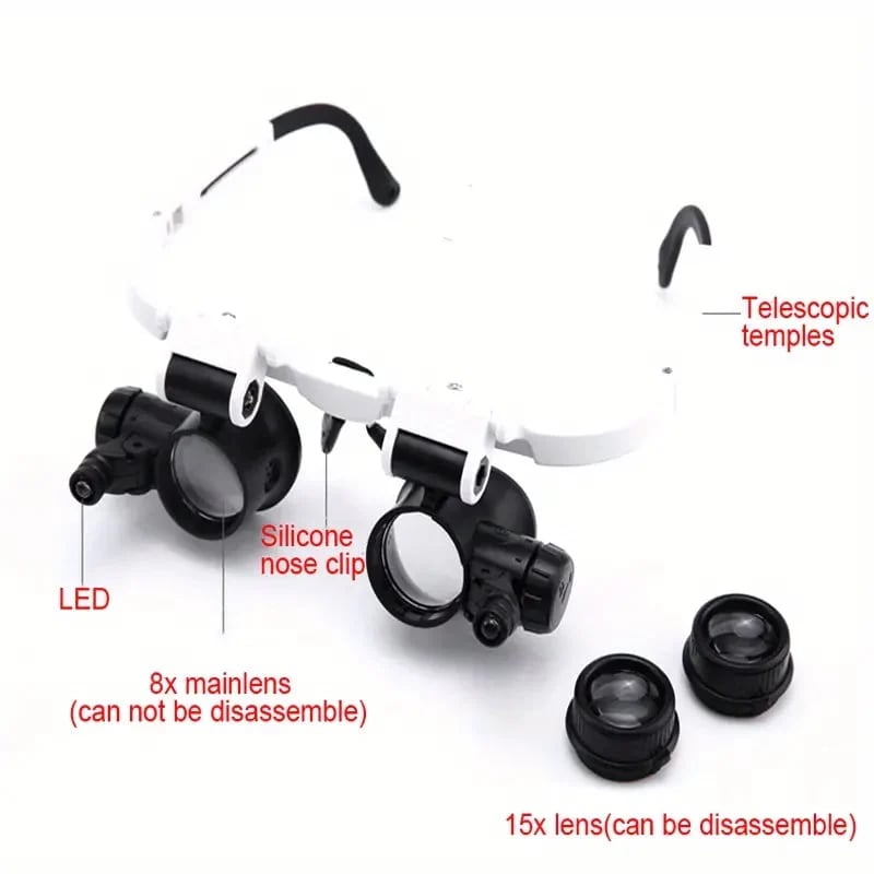 🎁👓Lupa 8x 15x 23x z paskiem świetlnym LED