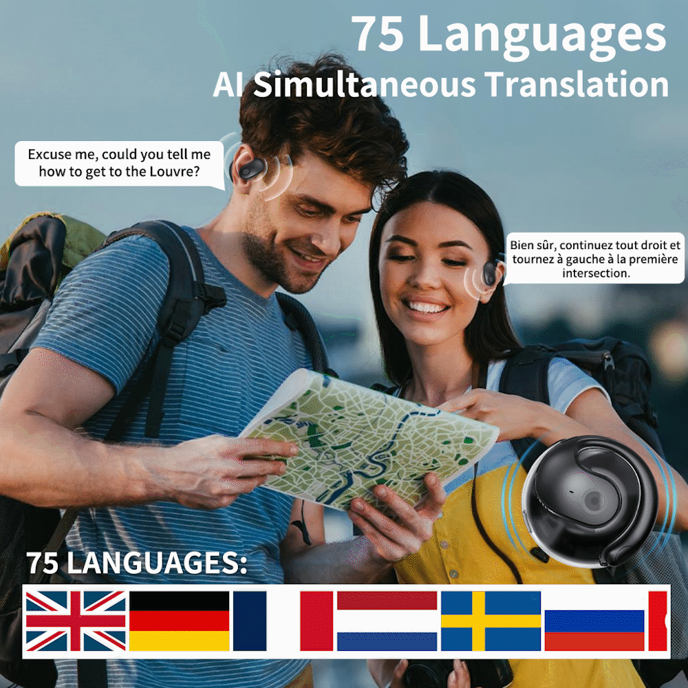 Słuchawki bezprzewodowe OWS Bluetooth 5.4 z tłumaczeniem AI (kompatybilne z systemami iOS i Android)