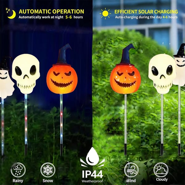 👻🎁6 lampek ogrodowych LED zasilanych energią słoneczną na Halloween