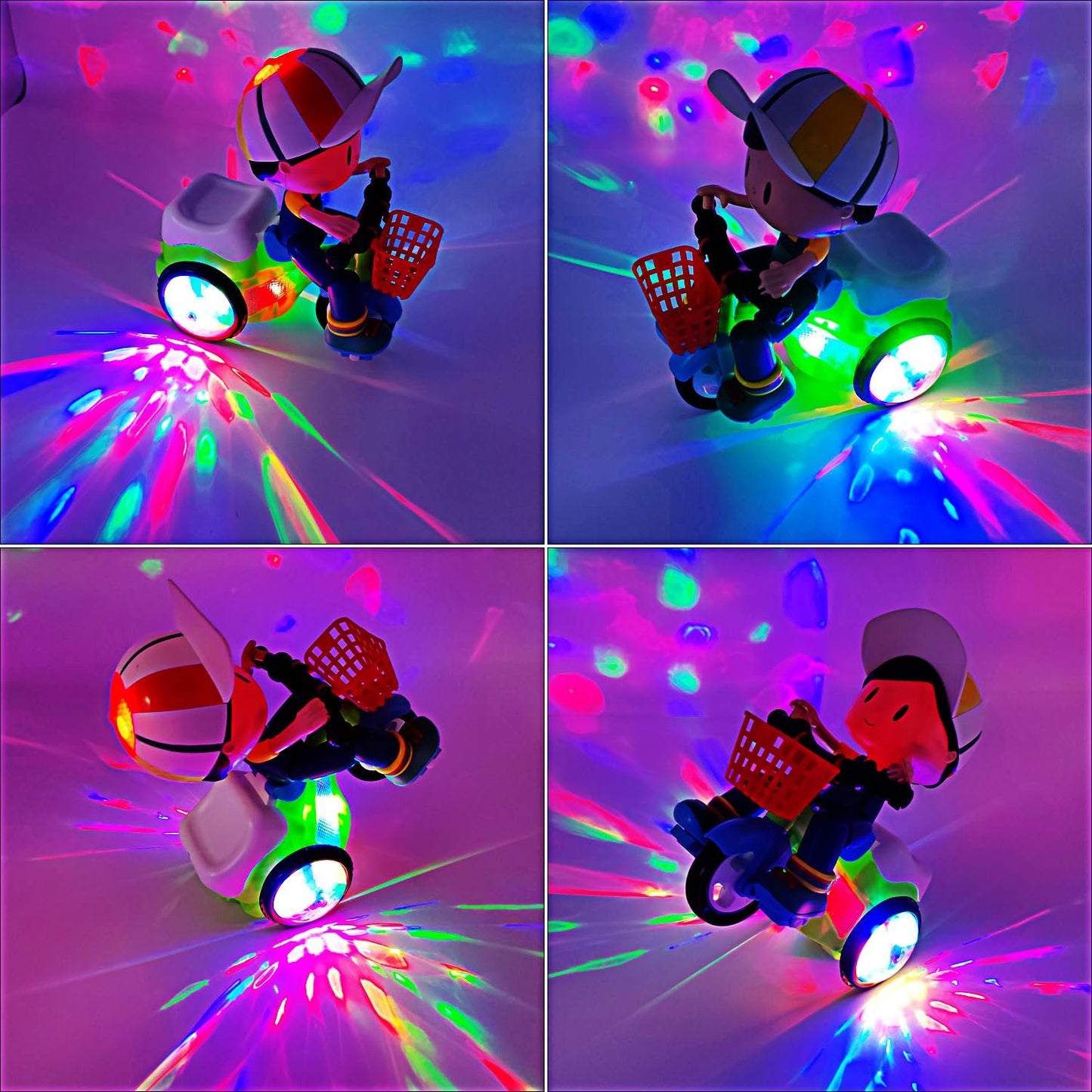 💥 Stunt Spin Dance Trójkołowy elektryczny rower z dźwiękiem, muzyką i światłem