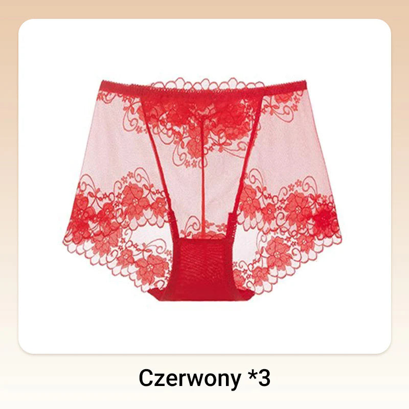 💝Damskie ręcznie robione bokserki z koronką o wysokim stanie
