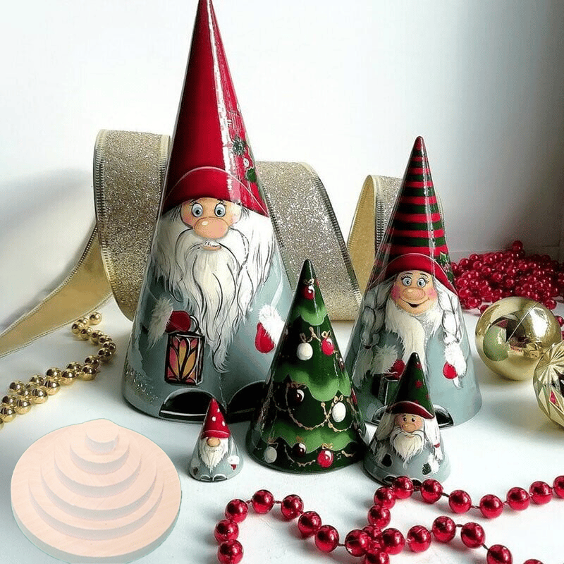 🎅Ręcznie robione skandynawskie krasnale, drewniane lalki matrioszki (5 szt)