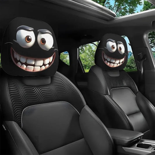 😆 Zabawne pokrowce na zagłówki samochodowe z motywem kreskówek - 2D, uniwersalny rozmiar 2D 🚗