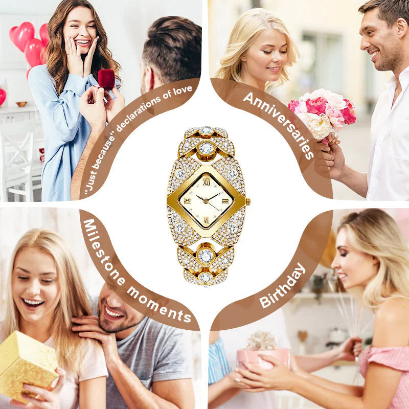💎Damski zegarek kwarcowy w stylu retro z błyszczącymi kryształkami⌚