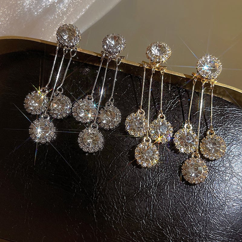 Zircon Round Petal Earrings
