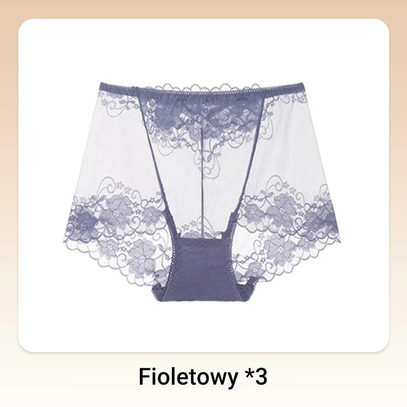 💝Damskie ręcznie robione bokserki z koronką o wysokim stanie