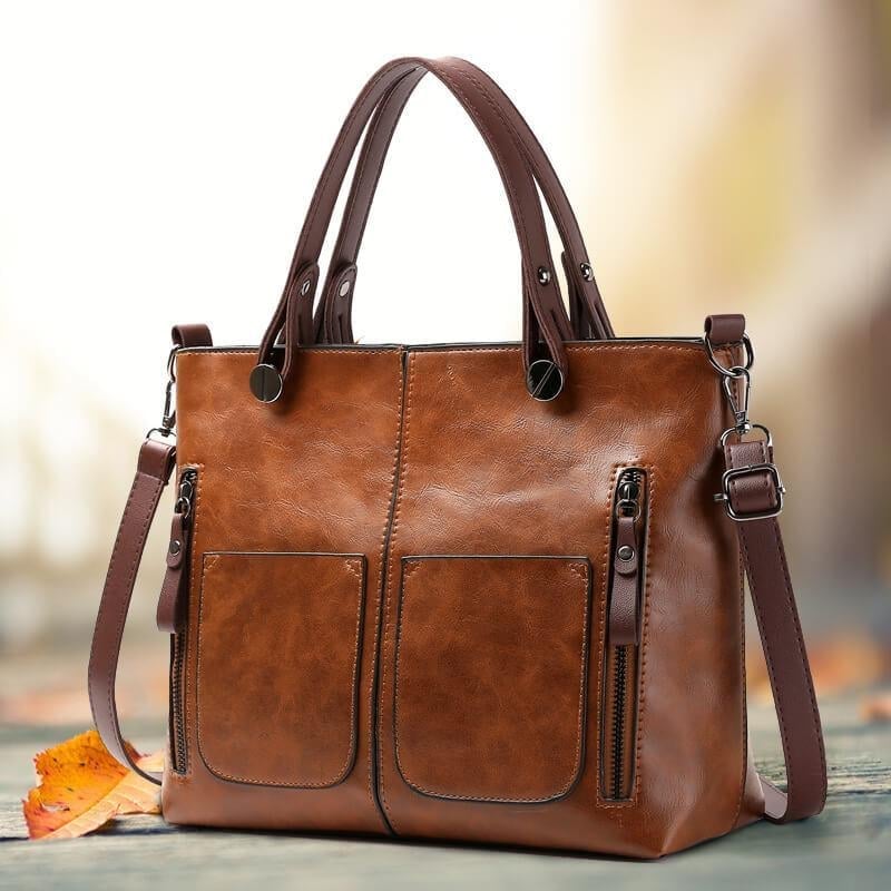 Damska torba na ramię ze skóry vintage