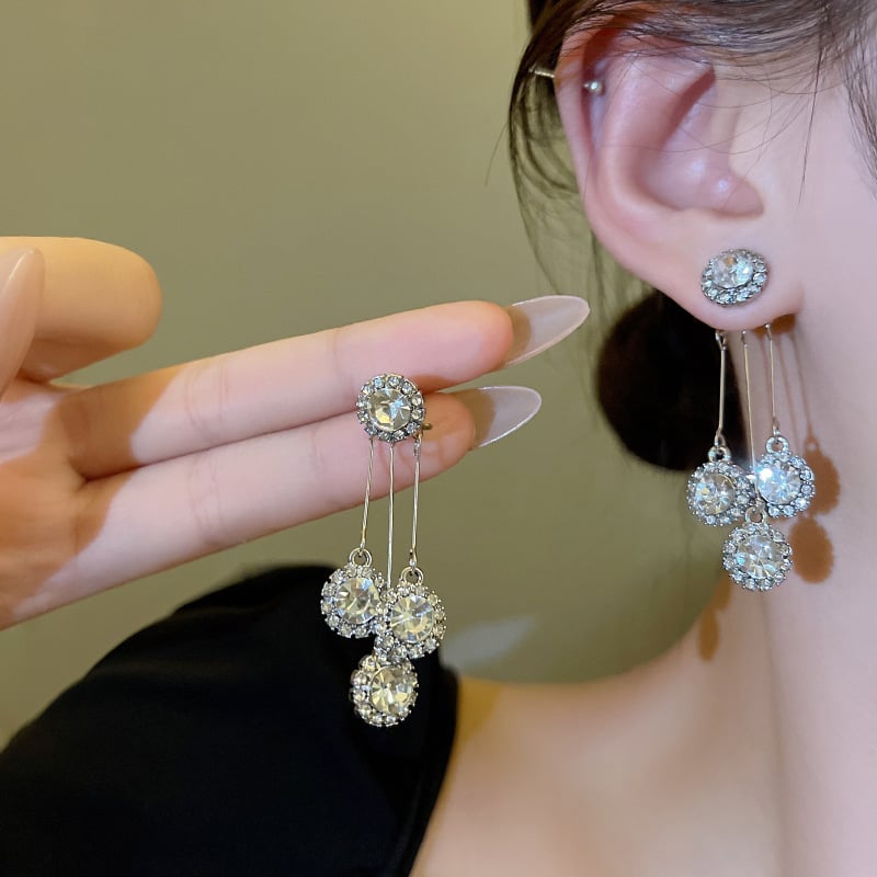 Zircon Round Petal Earrings