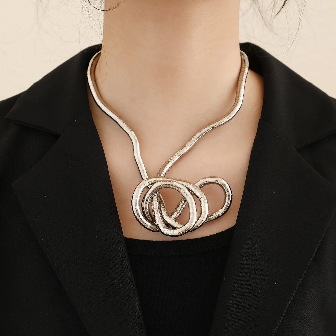 Naszyjnik z dzianiny wężowej - choker, bransoletka