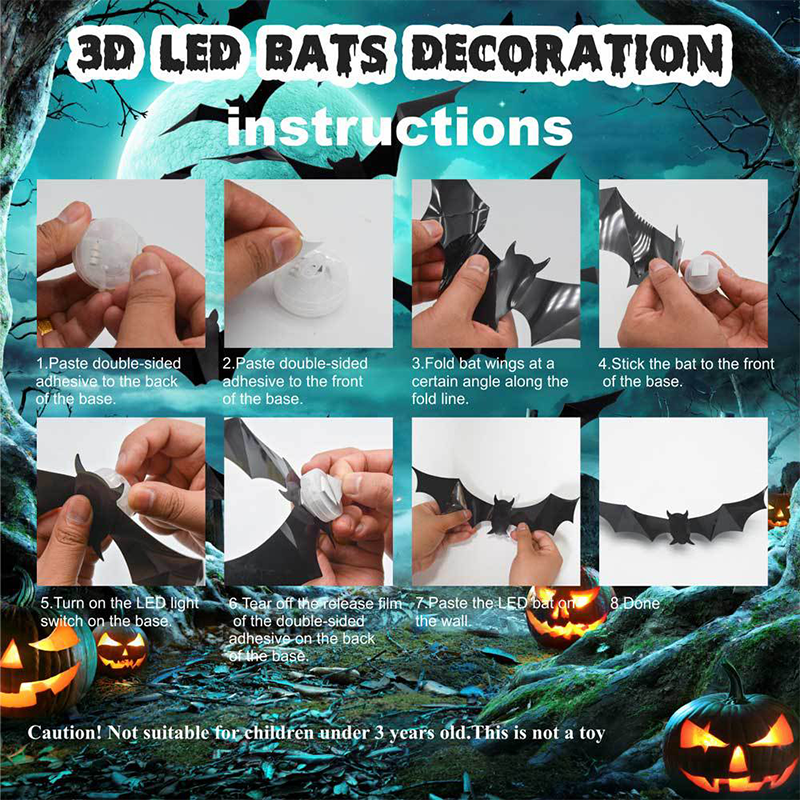 🦇Świecące nietoperze 3D na Halloween
