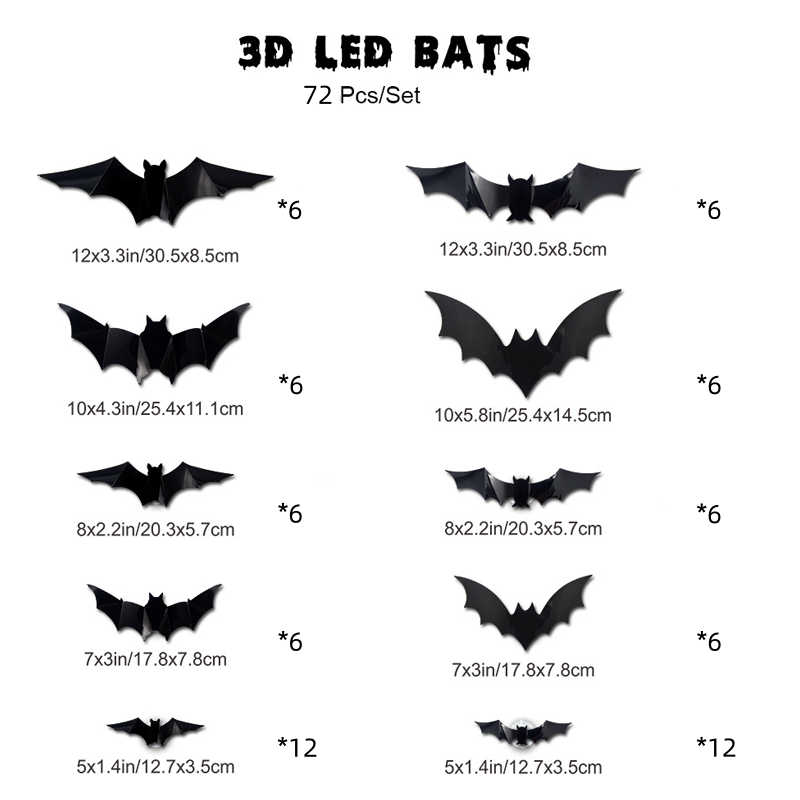 🦇Świecące nietoperze 3D na Halloween