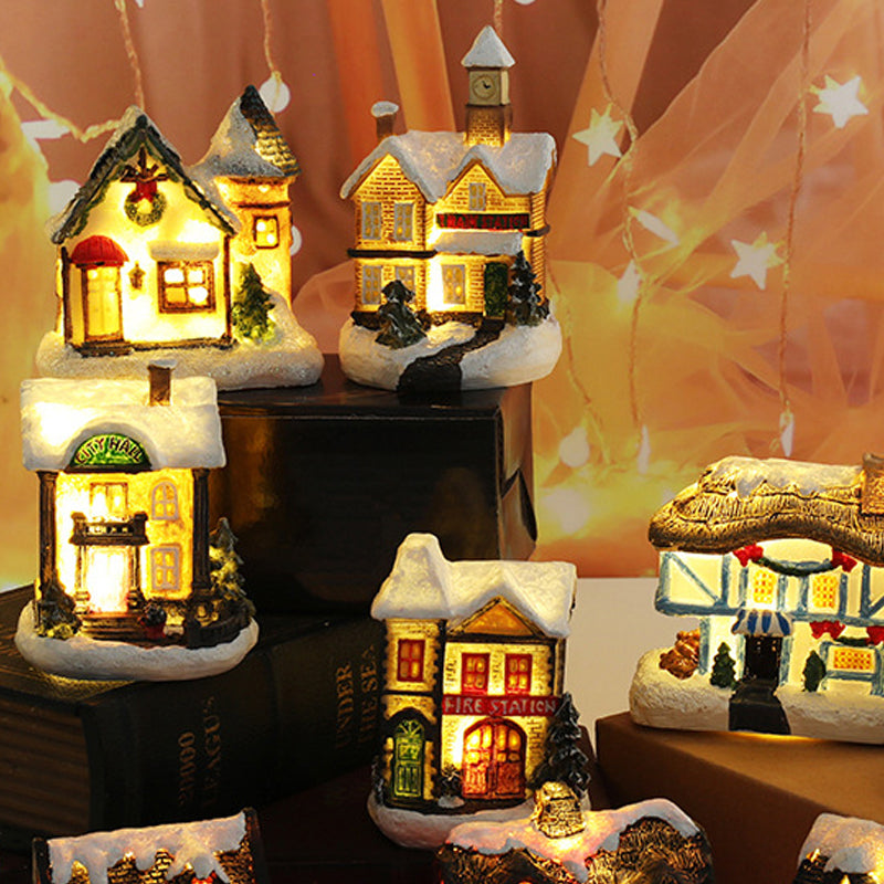 Miniaturowy domek bożonarodzeniowy z oświetleniem LED