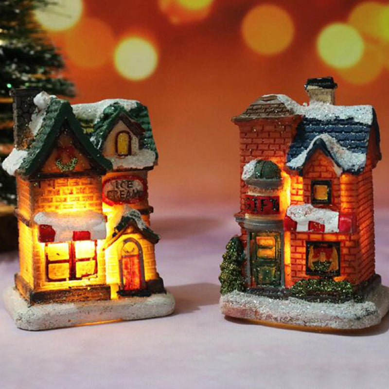 Miniaturowy domek bożonarodzeniowy z oświetleniem LED