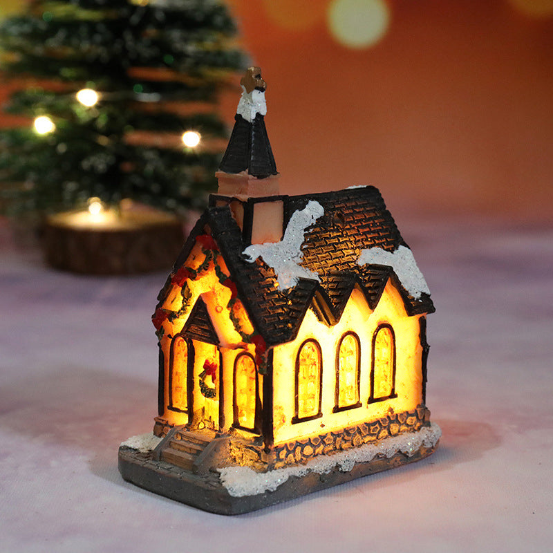 Miniaturowy domek bożonarodzeniowy z oświetleniem LED