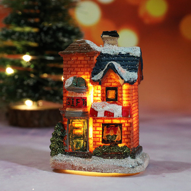 Miniaturowy domek bożonarodzeniowy z oświetleniem LED
