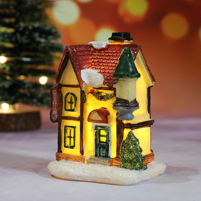 Miniaturowy domek bożonarodzeniowy z oświetleniem LED