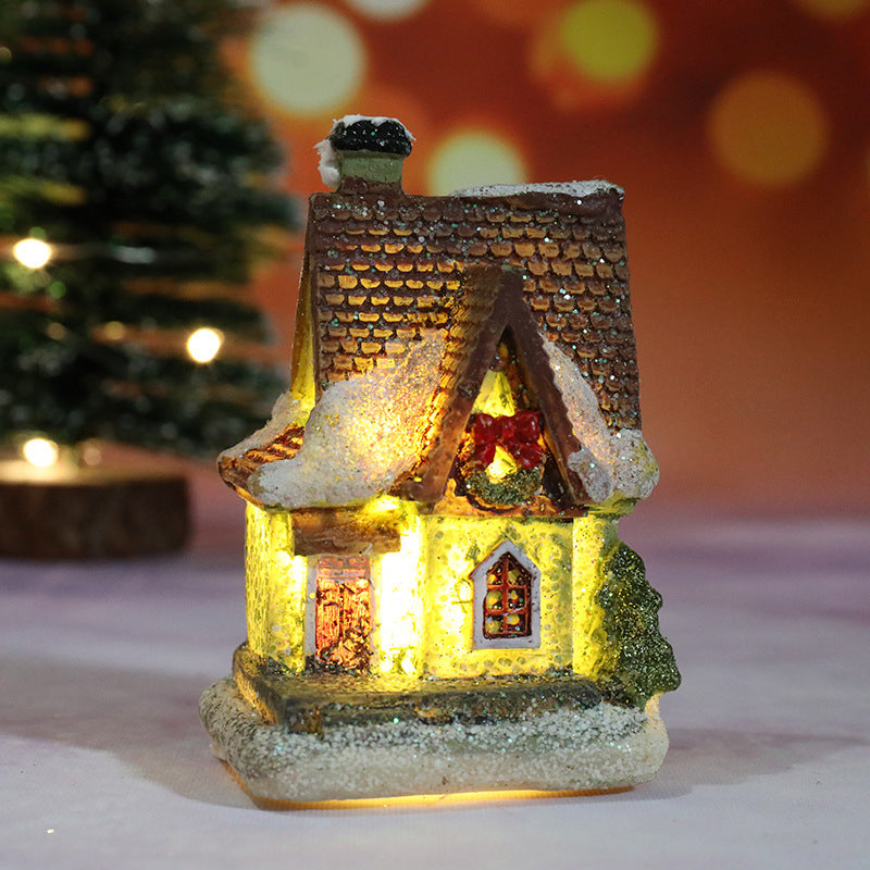 Miniaturowy domek bożonarodzeniowy z oświetleniem LED