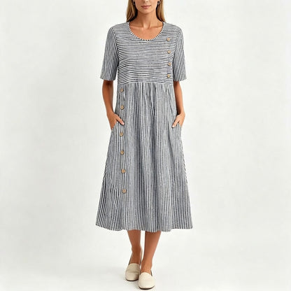 👗Nove pošiljke 50 % POPUST💥Ženska vsakodnevna črtasta obleka z ohlapnim krojem
