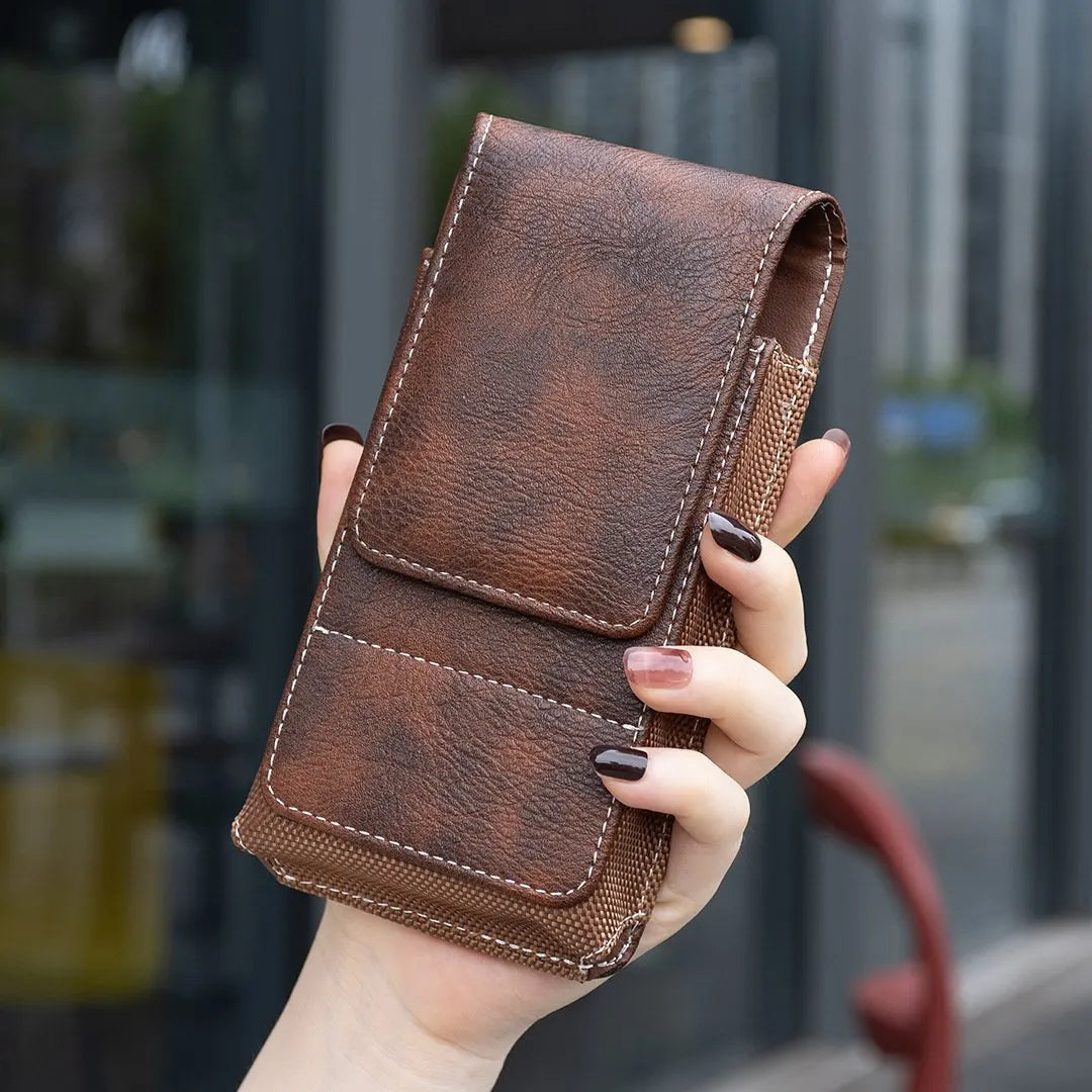 ⚡Veliki popust | Torbica za mobilni telefon za pas 📱 Usnjen tok z več žepi in držalom za kartice