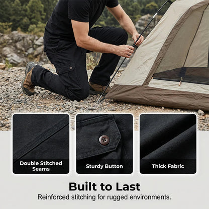 👖🛠️ Moške taktične hlače iz 100 % bombaža, v kaki barvi - z veliko žepi