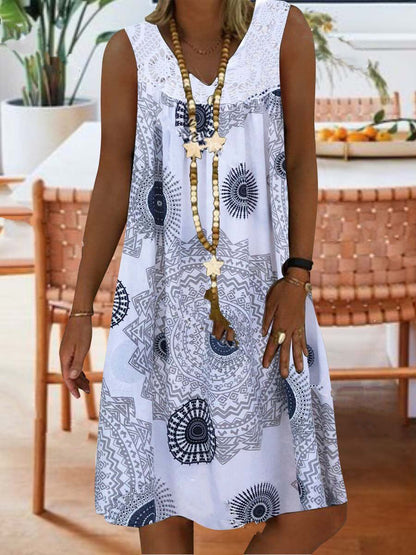 【S–5XL】Damska letnia sukienka bez rękawów z nadrukiem