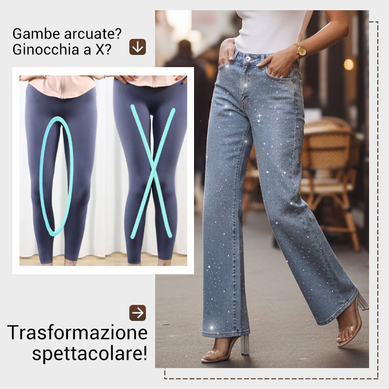 Jeans z ravnimi hlačnicami in okrasnimi kristali