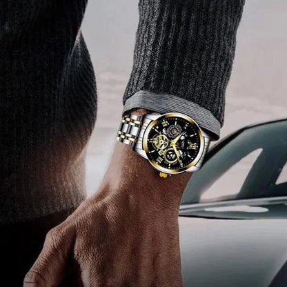 🔥Męski wodoodporny, rzymski, ażurowy, automatyczny zegarek mechaniczny⌚