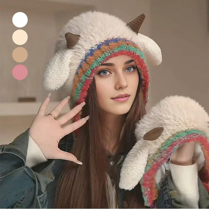 💖 Puszysty kapelusz w kształcie baranka z uroczymi uszami🎄🦌