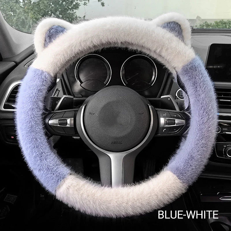 ⏰ Oferta ograniczona czasowo 🚗 Uniwersalny, antypoślizgowy, miękki, pluszowy pokrowiec na kierownicę w kształcie kocich uszu