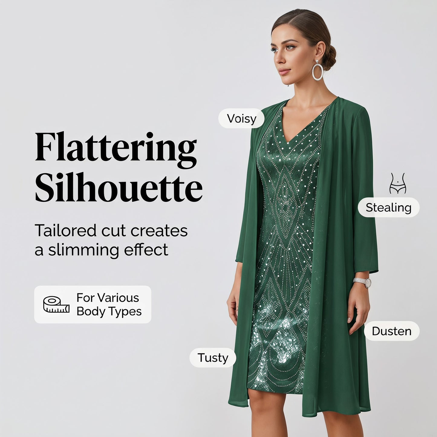 2026 Nov stil, šifonska obleka s 3D-digitalnim potiskom!