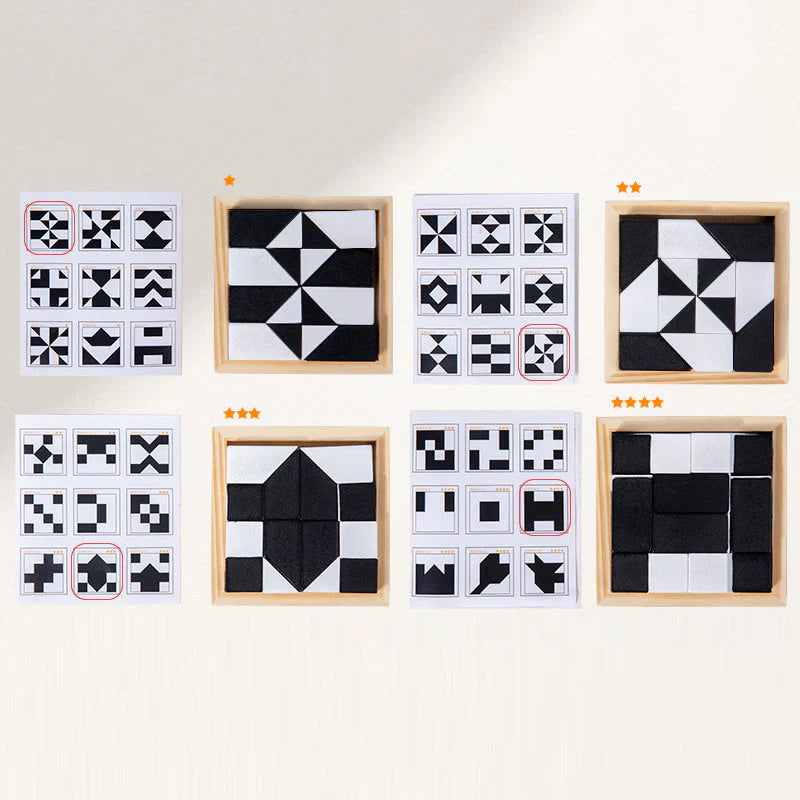 🎁🎅🧩 CZARNO-BIAŁE PUZZLE MONTESSORI | | 3-8 lat | Rozwój logiki przestrzennej