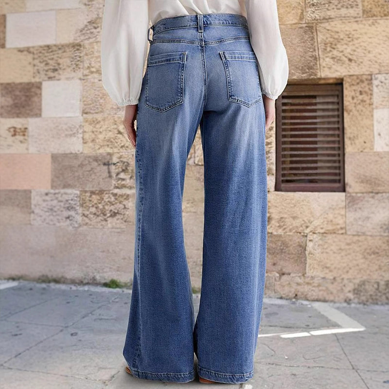⏳Časovno omejena razprodaja⏰Ženske vintage kavbojke z visokim pasom in širokimi hlačnicami👖