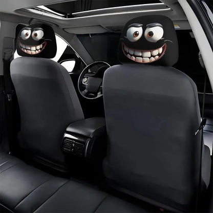 😆 Zabawne pokrowce na zagłówki samochodowe z motywem kreskówek - 2D, uniwersalny rozmiar 2D 🚗
