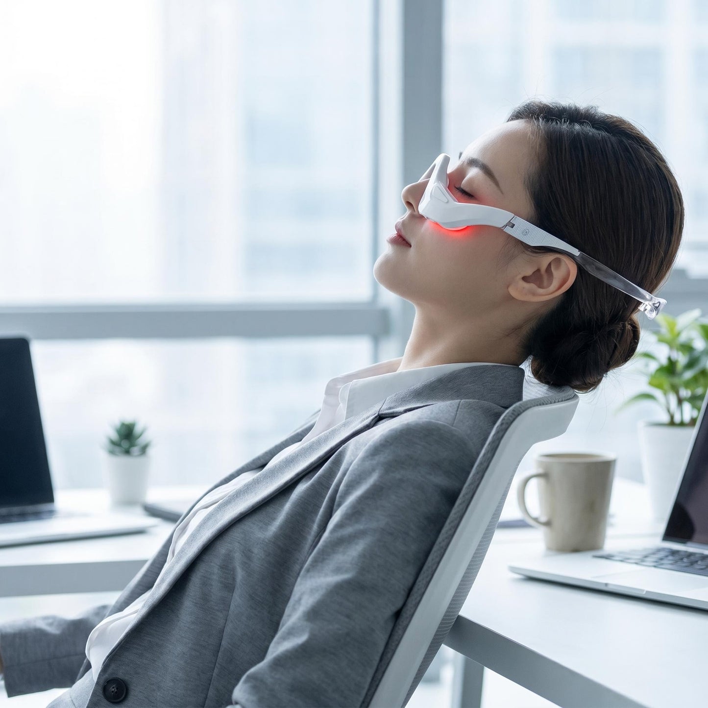3D-naprava za pomirjanje oči z obdajajočim učinkom