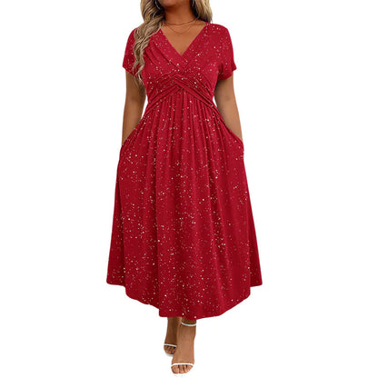 👗Elegantna obleka za ženske z V-izrezom in zavitim detajlom na sprednji strani✨