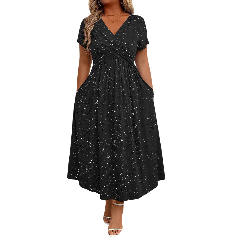 👗Elegantna obleka za ženske z V-izrezom in zavitim detajlom na sprednji strani✨