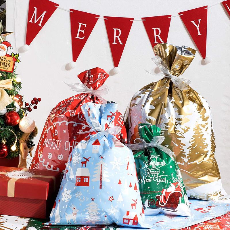 🎅Torby prezentowe świąteczne ze ściągaczem (biodegradowalne)