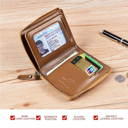 Portfel męski zapinany na zamek (zabezpieczony RFID)