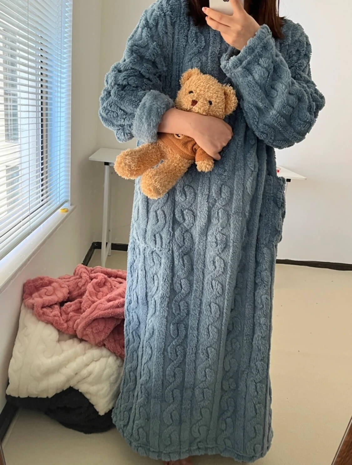 ❄️⏰ zimowy płaszcz z polaru koralowego