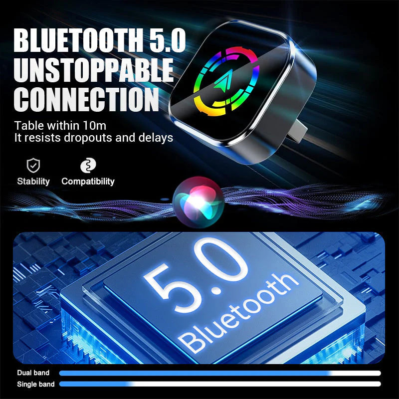 🔥🚗Bezprzewodowy adapter 2 w 1 do iPhone'a i Androida Auto