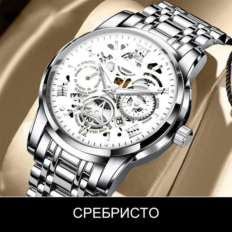 🔥Męski wodoodporny, rzymski, ażurowy, automatyczny zegarek mechaniczny⌚