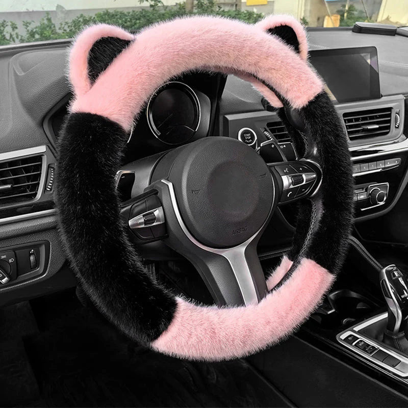 ⏰ Oferta ograniczona czasowo 🚗 Uniwersalny, antypoślizgowy, miękki, pluszowy pokrowiec na kierownicę w kształcie kocich uszu